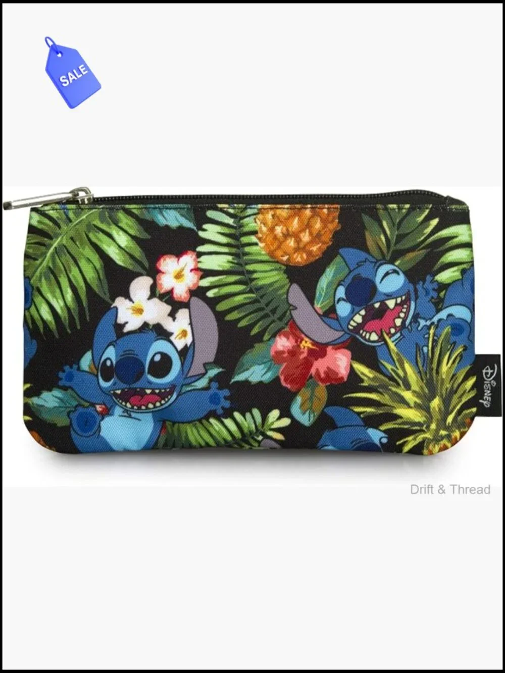 Lilo & Stitch Hawaiian Print Cosmetic Pouch Zippered Pencil Case